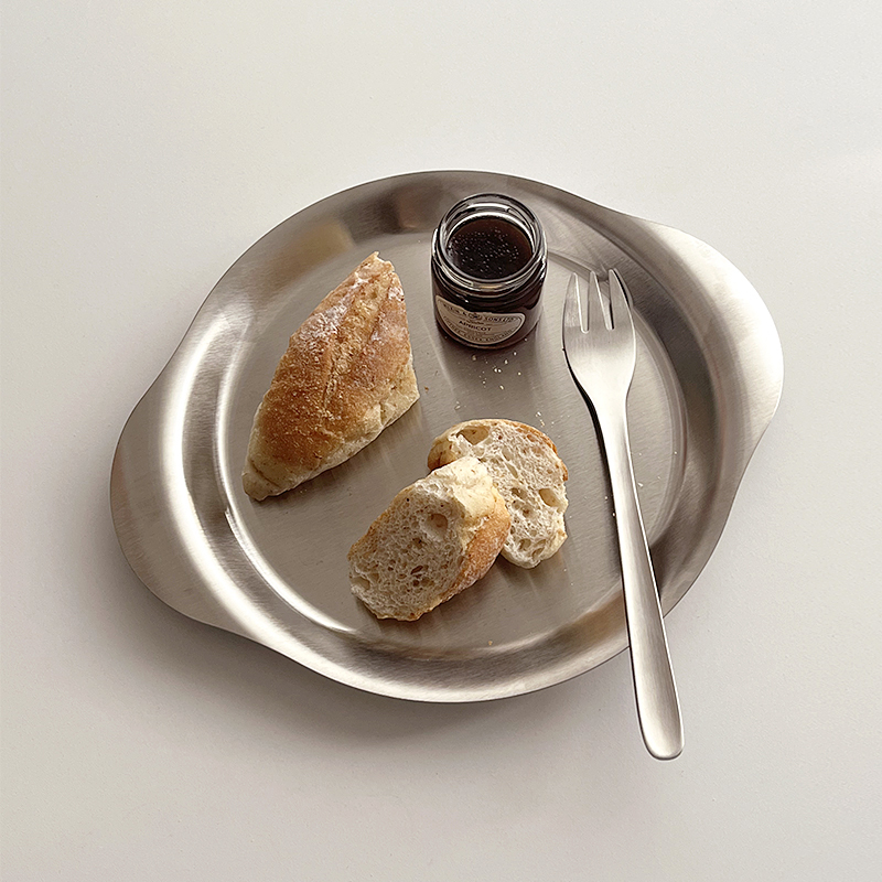 Food Snacks Restaurant - Binaural 304 Stainless Steel Plate, Metal