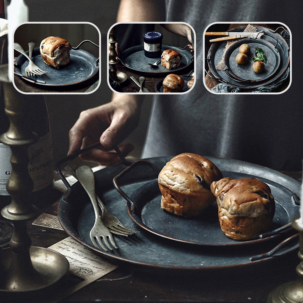 Food Snacks Restaurant - 1Pcs Vintage Retro Iron Storage Tray