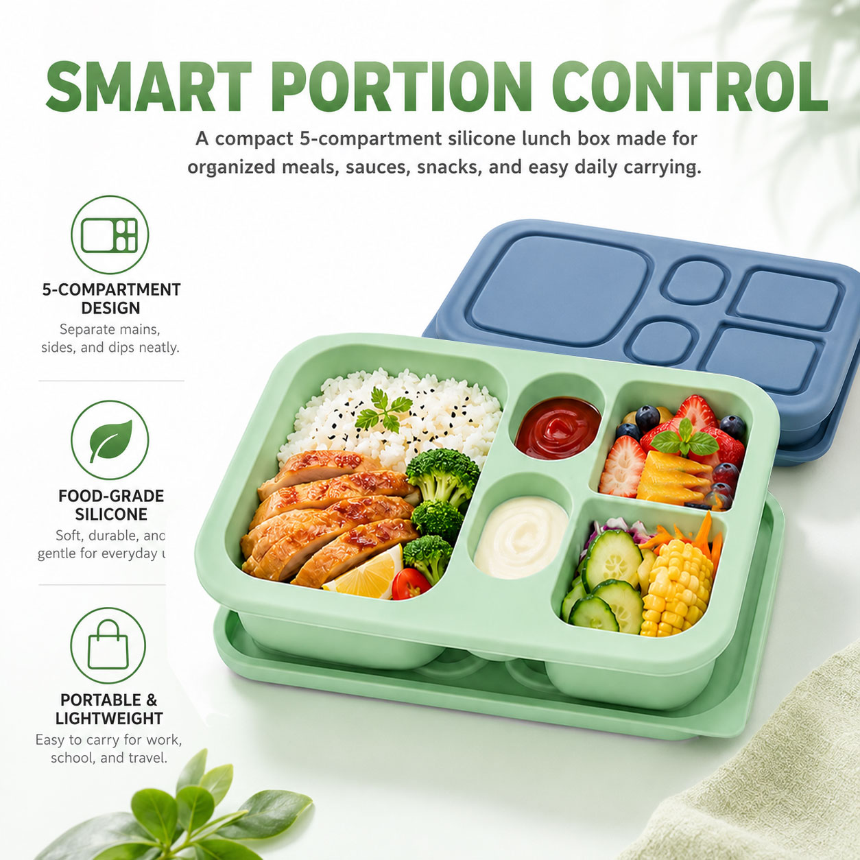 Portable Silicone Bento Lunch  - огляд і ціна Food Snacks For 1 Year Old
